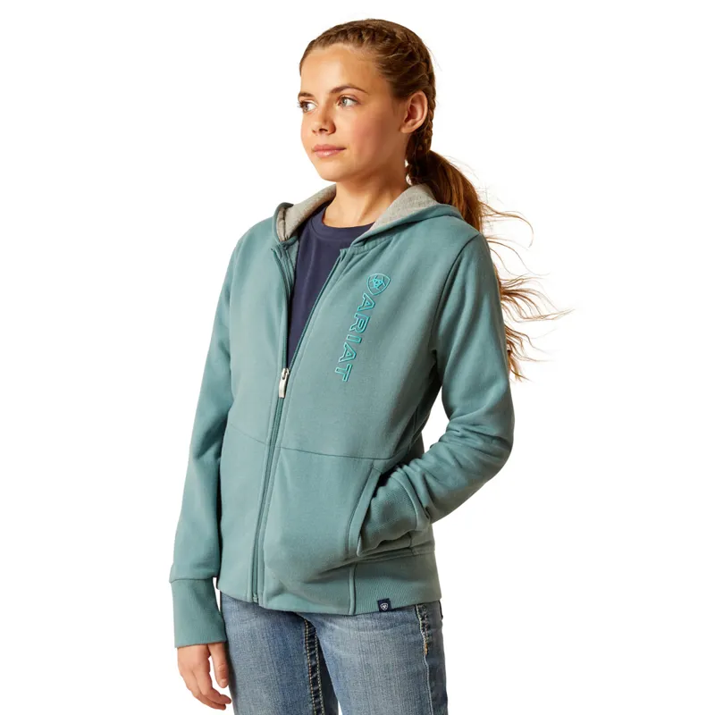 Ariat Youth Team Logo Full Zip Hoodie - North Atlantic