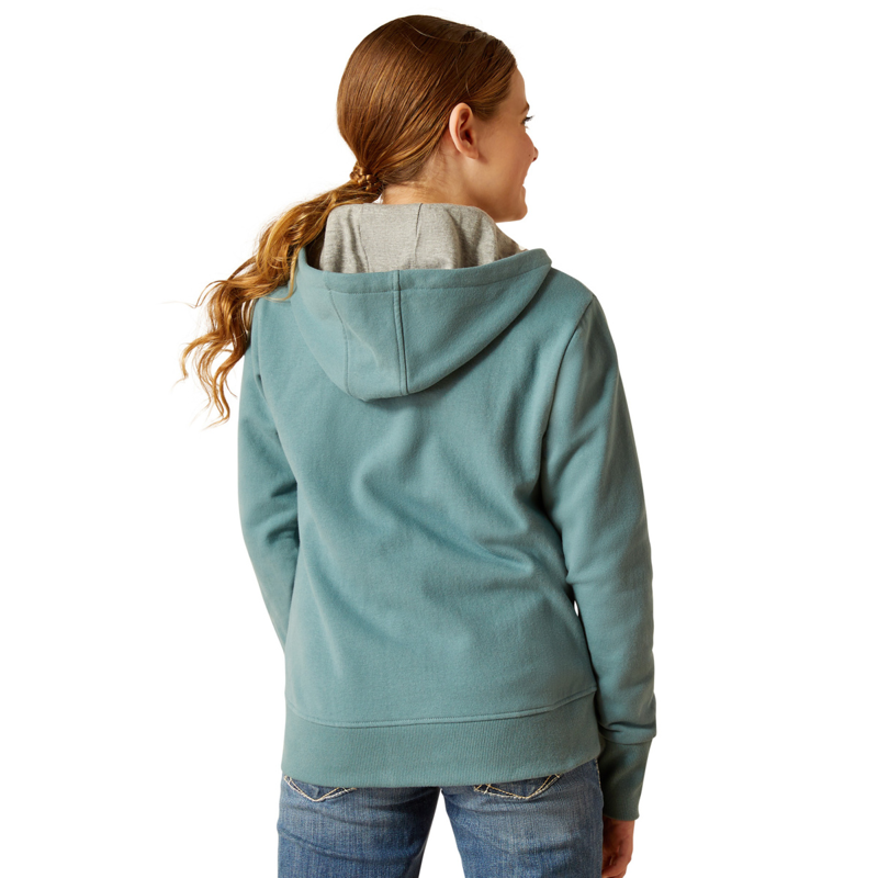 Ariat Youth Team Logo Full Zip Hoodie - North Atlantic-1