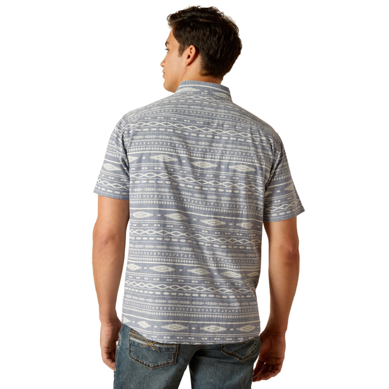 Ariat Men's Mack Stretch Modern Fit Shirt- Chambray Blue-1