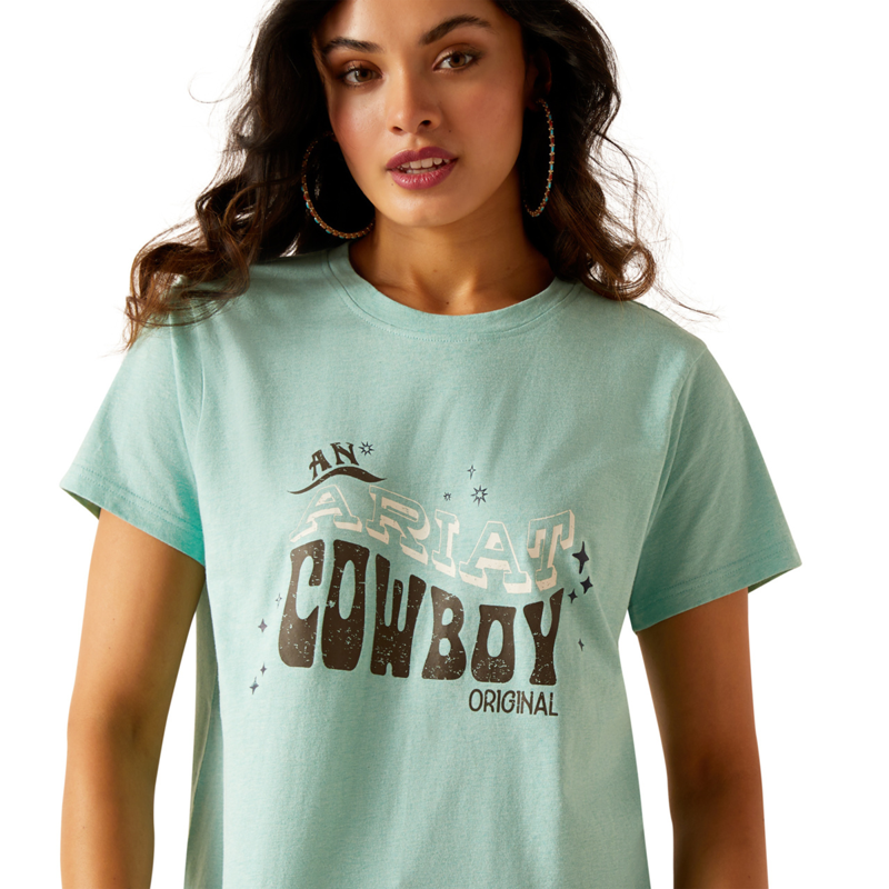 Ariat Women's Cowboy T-Shirt - Aqua Heather-2