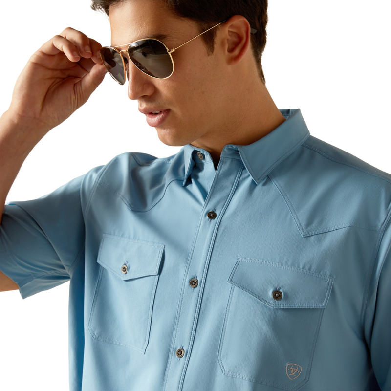 Ariat Men's VentTEK Western Fitted Shirt - Blue Dawn-2