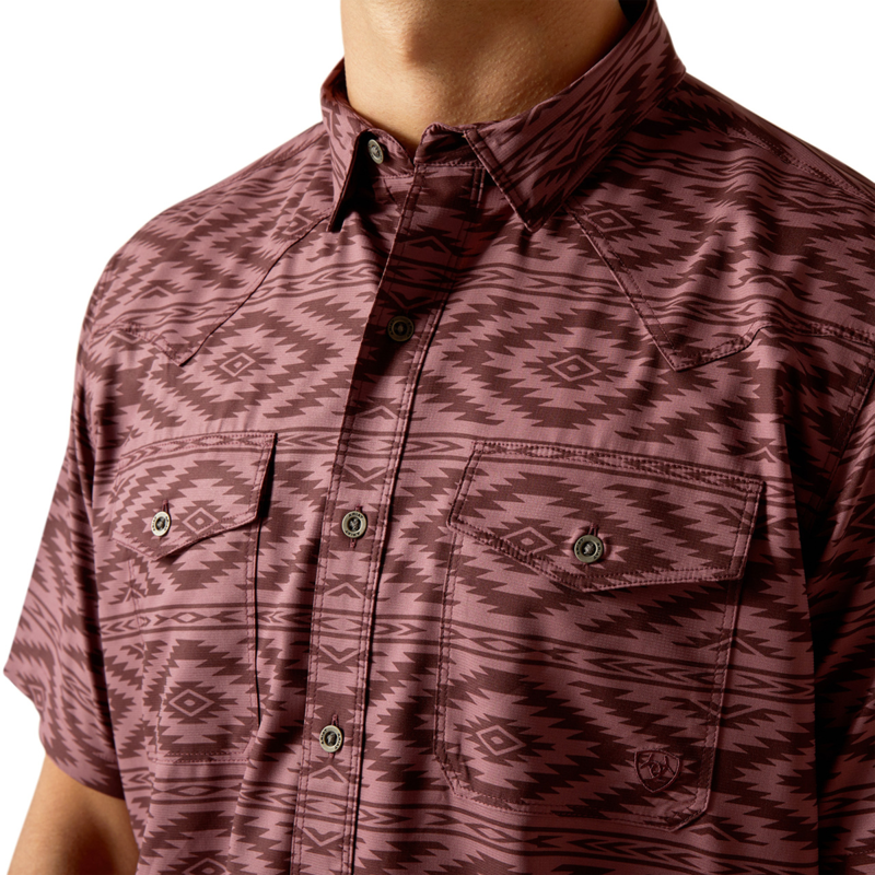 Ariat Men's VentTEK Western Fitted Shirt - Dark Redwood-2
