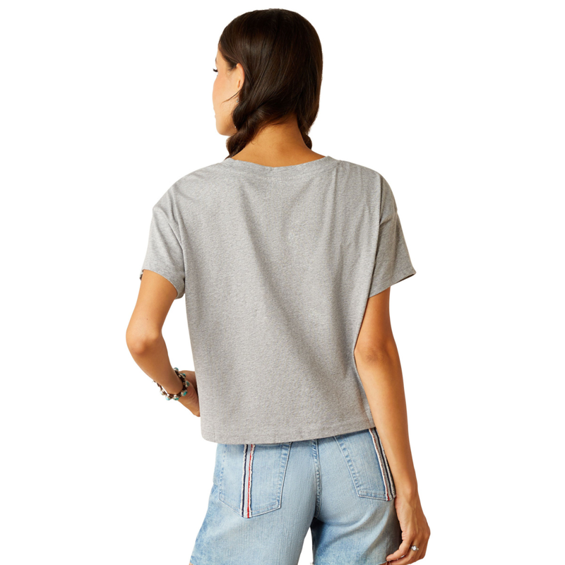 Ariat Women's Homespun Flag T-Shirt - Heather Grey-1