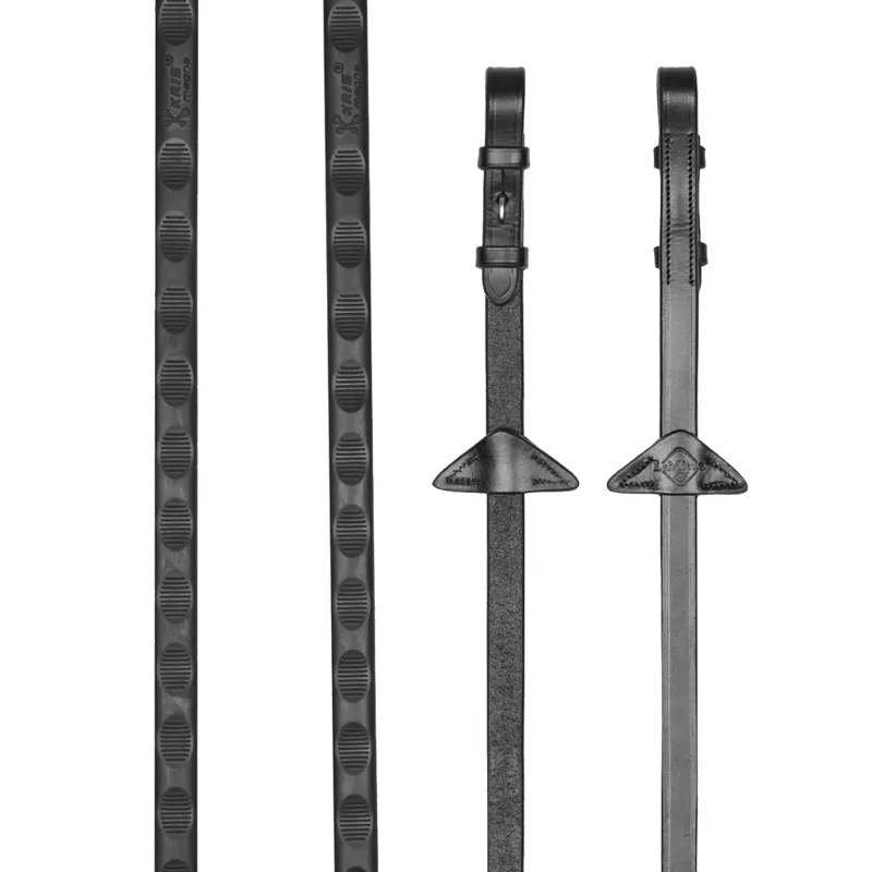 LeMieux Magna Grip Rubber Reins - Black/ Silver