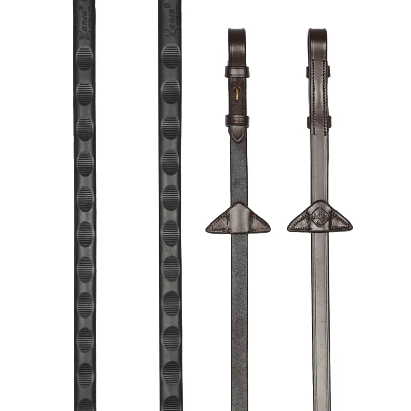 LeMieux Magna Grip Rubber Reins - Havana/Brass