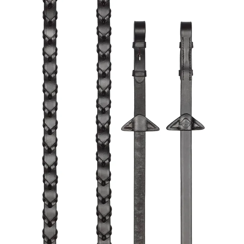 LeMieux Leather Laced Reins - Brown/Silver