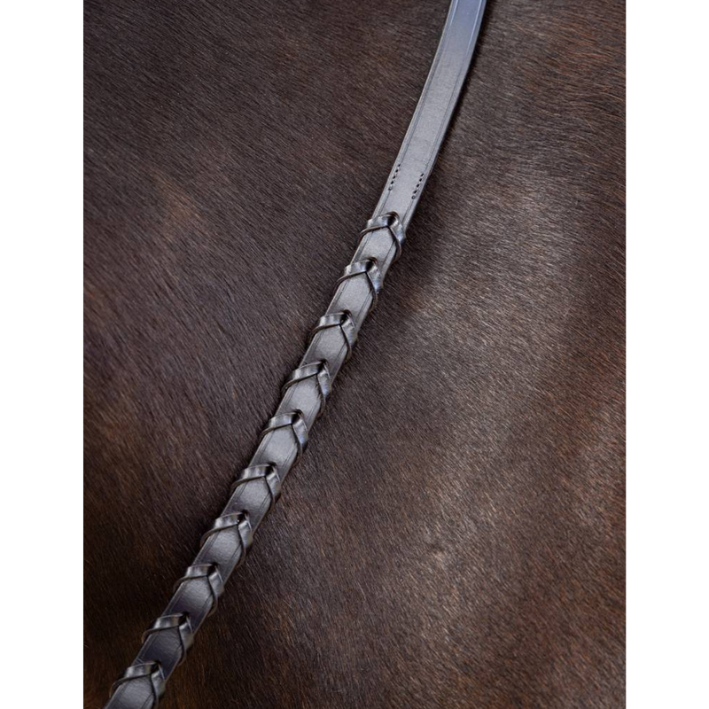 LeMieux Leather Laced Reins - Brown/Silver-1