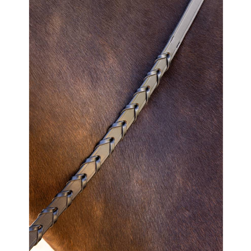 LeMieux Leather Laced Reins - Black/Silver-1