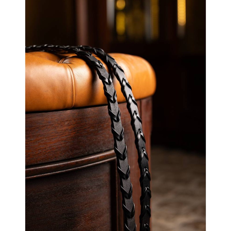 LeMieux Leather Laced Reins - Black/Silver-3