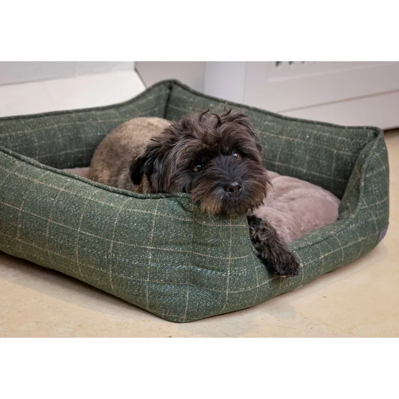 House of Paws Moss Tweed Rectangle Bed - Green