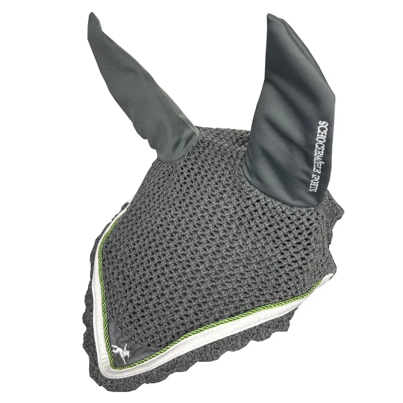 Schockemohle Style Fly Veil with Logo - Rocky Grey