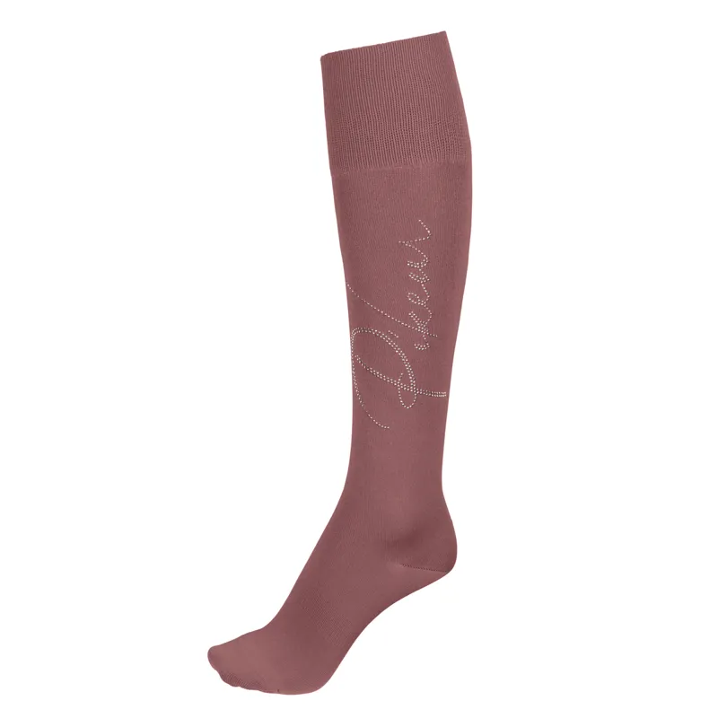 Pikeur Rhinestone Ladies Long Riding Socks - Noble Rose