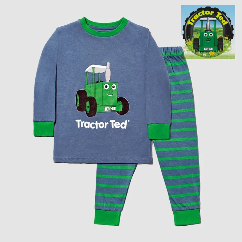 Tractor Ted Super Cosy Stripey Pjs - Blue/Green - 18-24 Months - Toddler 