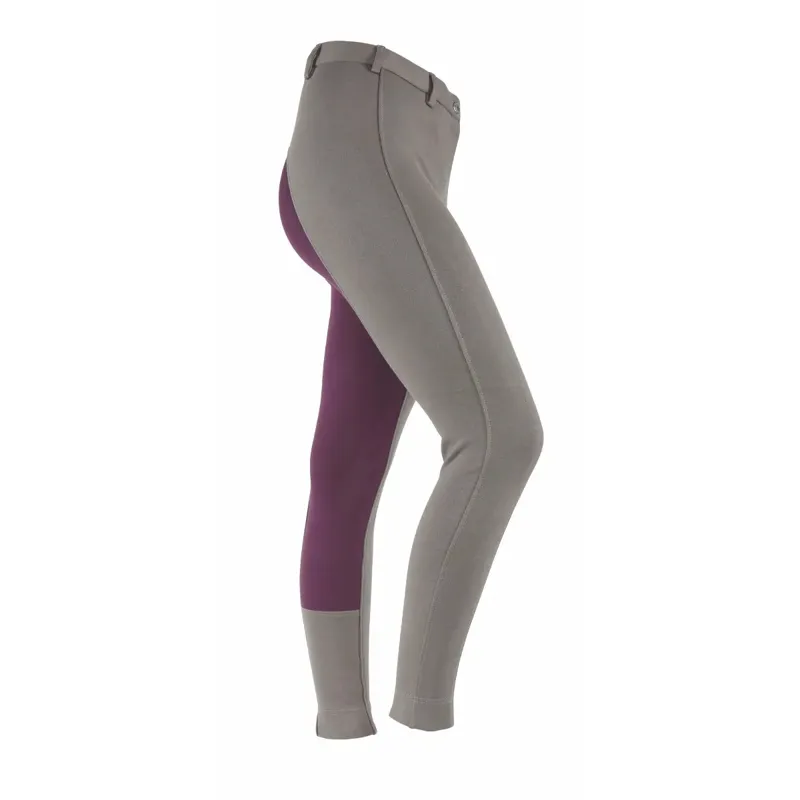 Shires Ladies 2 Tone Wessex Jodhpurs - Dark Grey/Plum