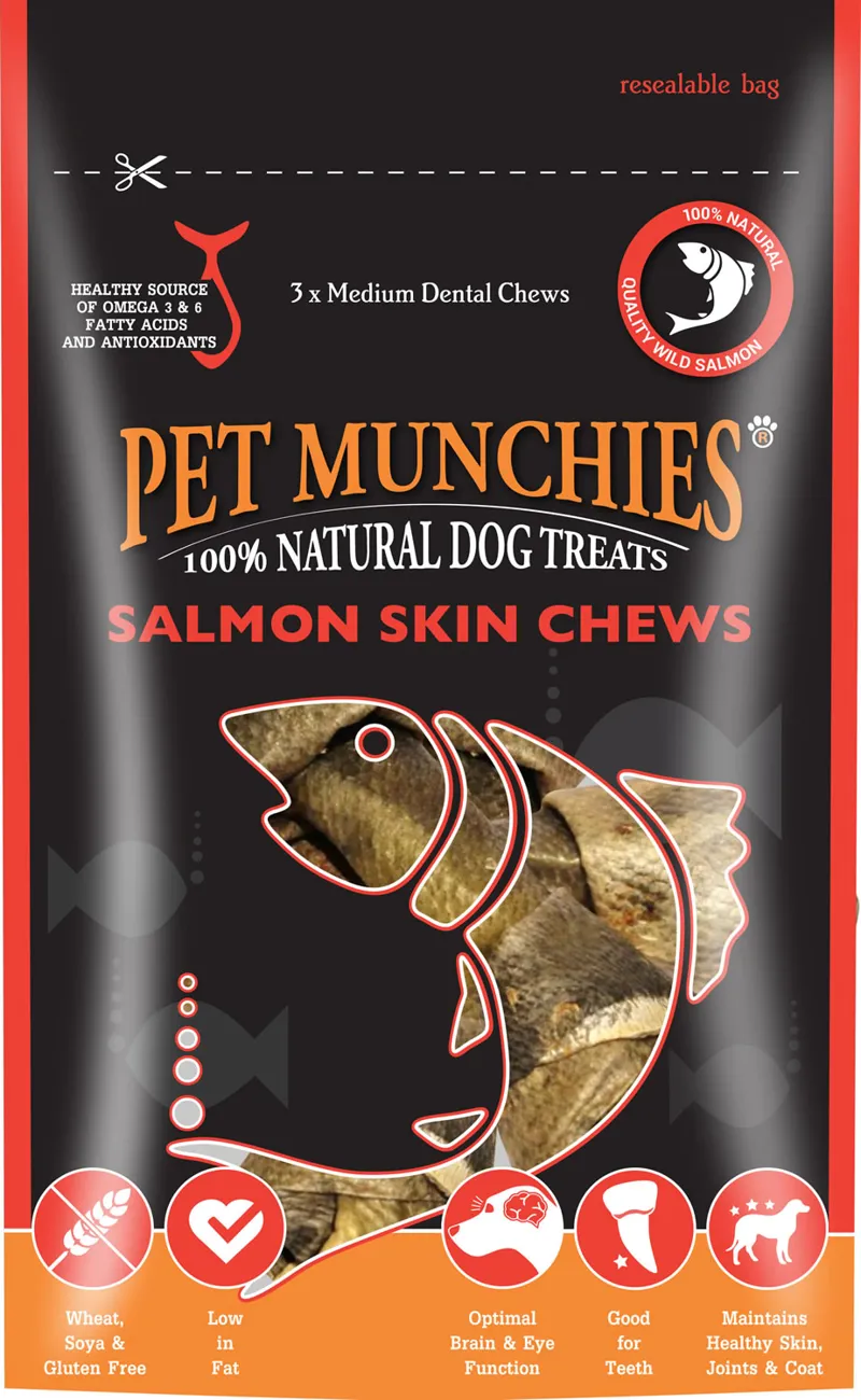 Pet Munchies Salmon Skin Chews - Medium 90 Gm X 8 Pack