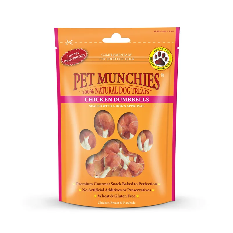 Pet Munchies Chicken Rawhide Dumbbells - 80 gm x 8 pack