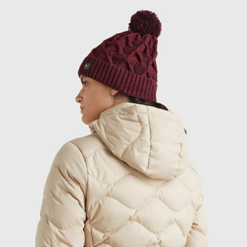 Tommy Hilfiger Pom Pom Beanie - Deep Burgundy-2