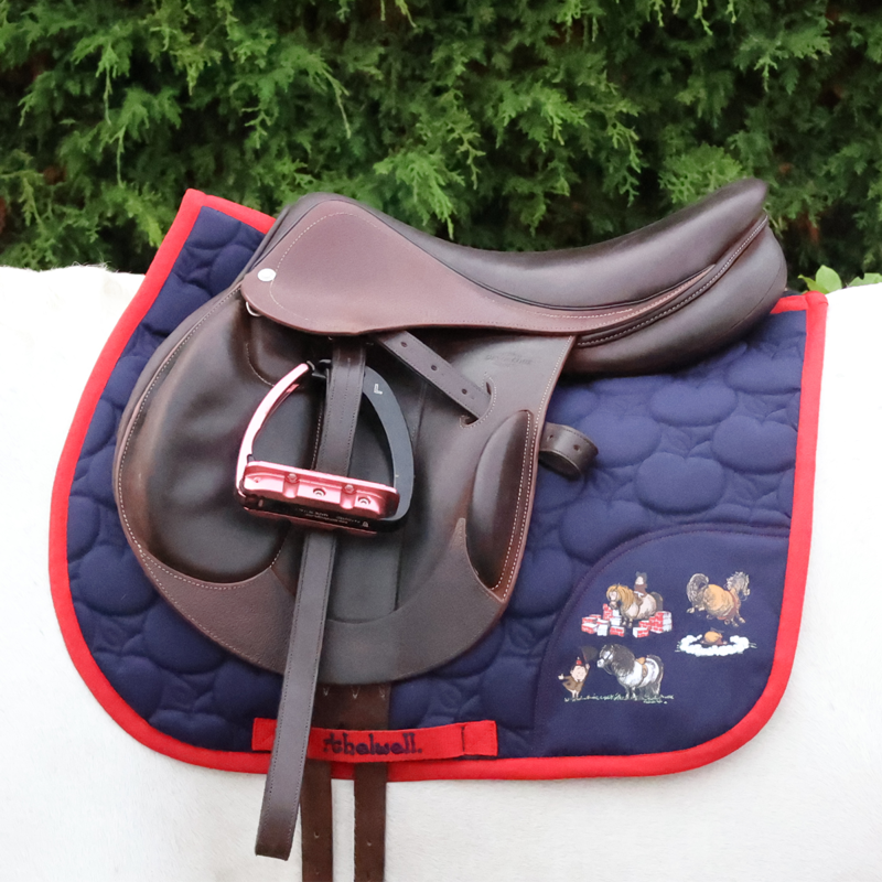 Hy Equestrian Thelwell Collection Practice Makes Perfect Saddlepad - Navy/Red-1