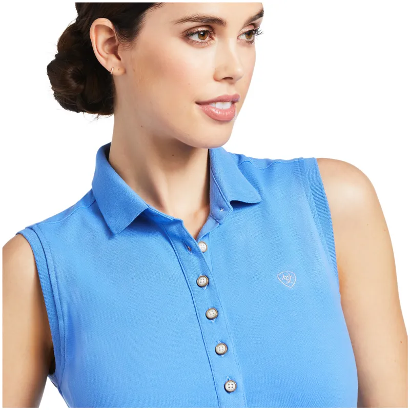 Ariat Womens Prix 2.0 Sleeveless Polo - Reykjavik Blue-2