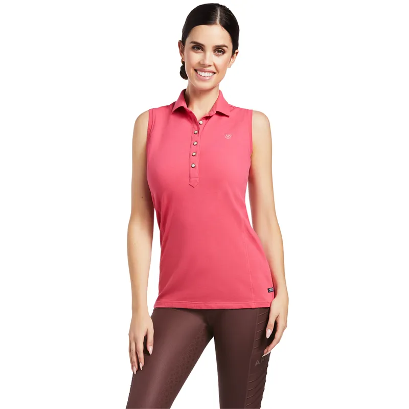 Ariat Womens Prix 2.0 Sleeveless Polo - Party Punch