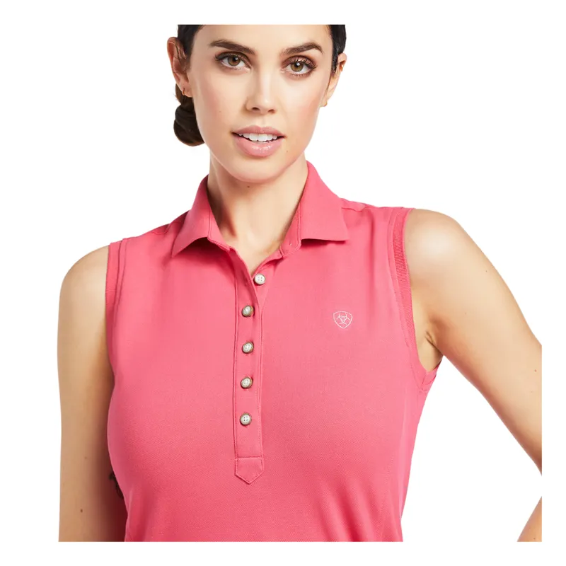 Ariat Womens Prix 2.0 Sleeveless Polo - Party Punch-2