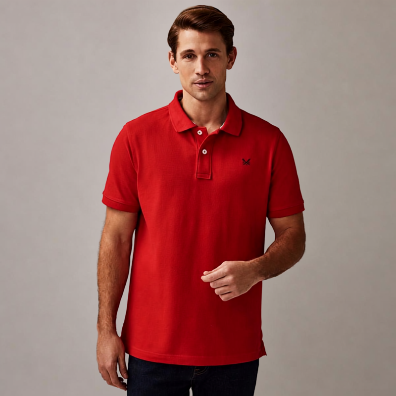 Crew Clothing Comapny Mens Classic Pique Polo Shirt - Red