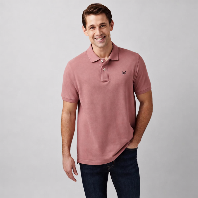 Crew Clothing Mens Classic Pique Polo Shirt - Wood Rose