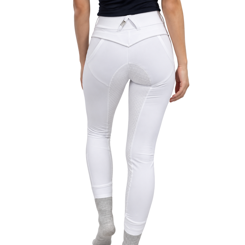For Horses Ladies Zoe Full Seat Pull On Breeches - White-1