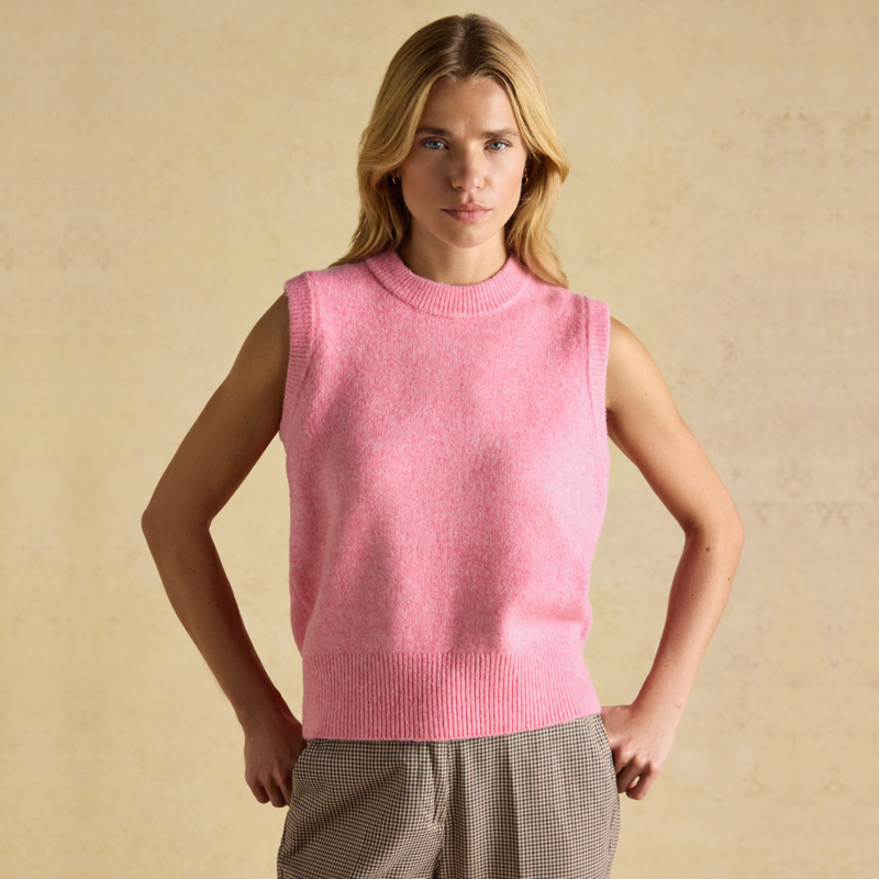 Joules Ladies Holly Knitted Crew Neck Vest - Pink