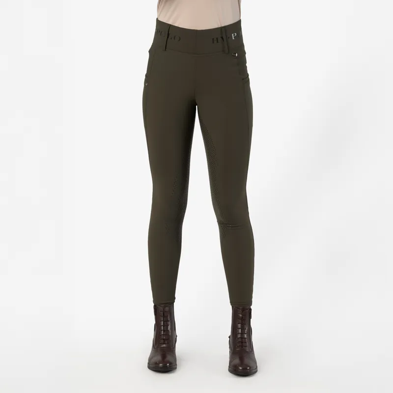 HV Polo Ladies Favourite Full Grip Riding Tights - Forest Green-3