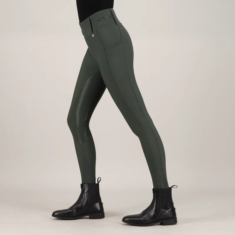 HV Polo Ladies Favourite Full Grip Riding Tights - Duck Green-1