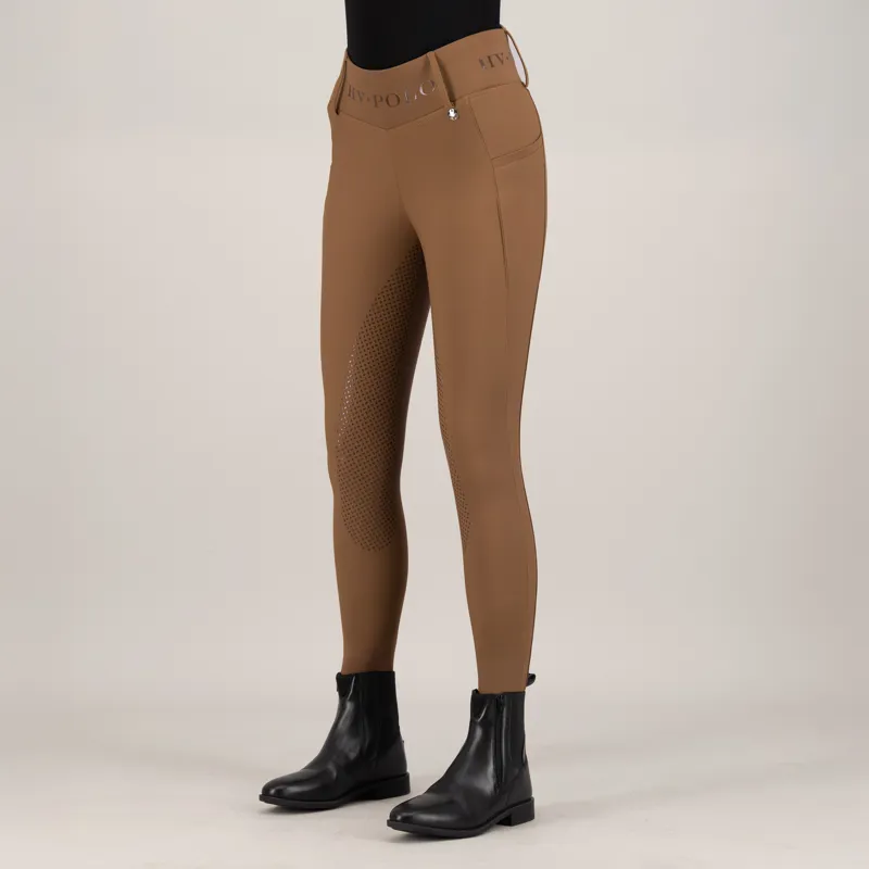 HV Polo Ladies Favourite Full Grip Riding Tights - Leather-1