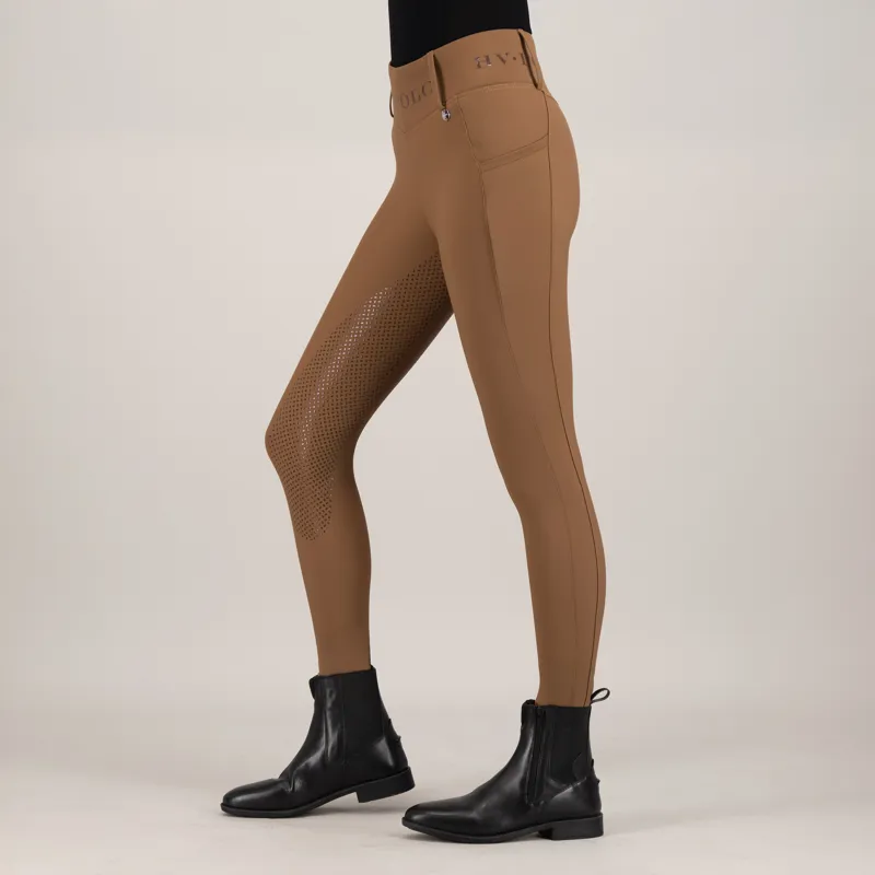 HV Polo Ladies Favourite Full Grip Riding Tights - Leather-2