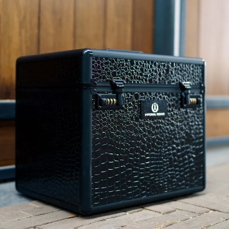 Imperial Riding IRHShiny Grooming Box - Black/Black Croco-2