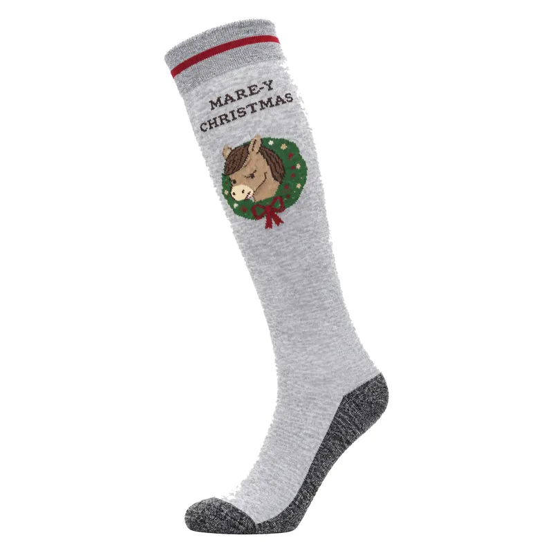 Imperial Riding Ladies Santa Socks - Grey Melange