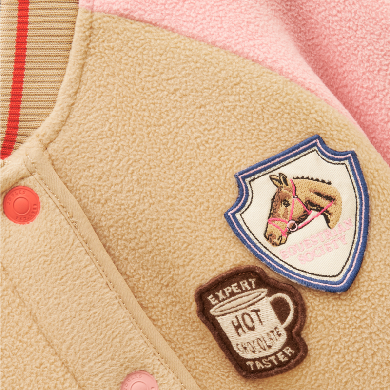 Joules Girl's Camden Fleece Bomber Jacket - Pink-2