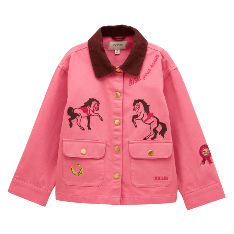 Joules Girls' Langley Embroidered Item Jacket - Pink