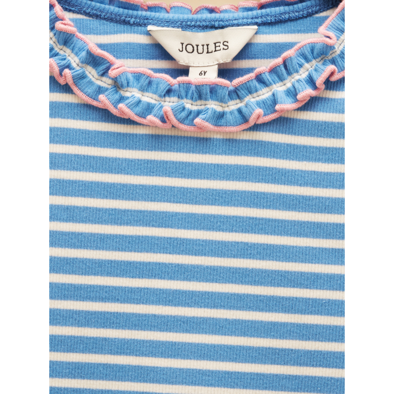 Joules Girls' Sophie Long Sleeve Ribbed Top - Cream/Blue-2