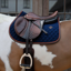 Kentucky Onion Quilt Neon Leather Jumping Saddlepad Full - Navy
