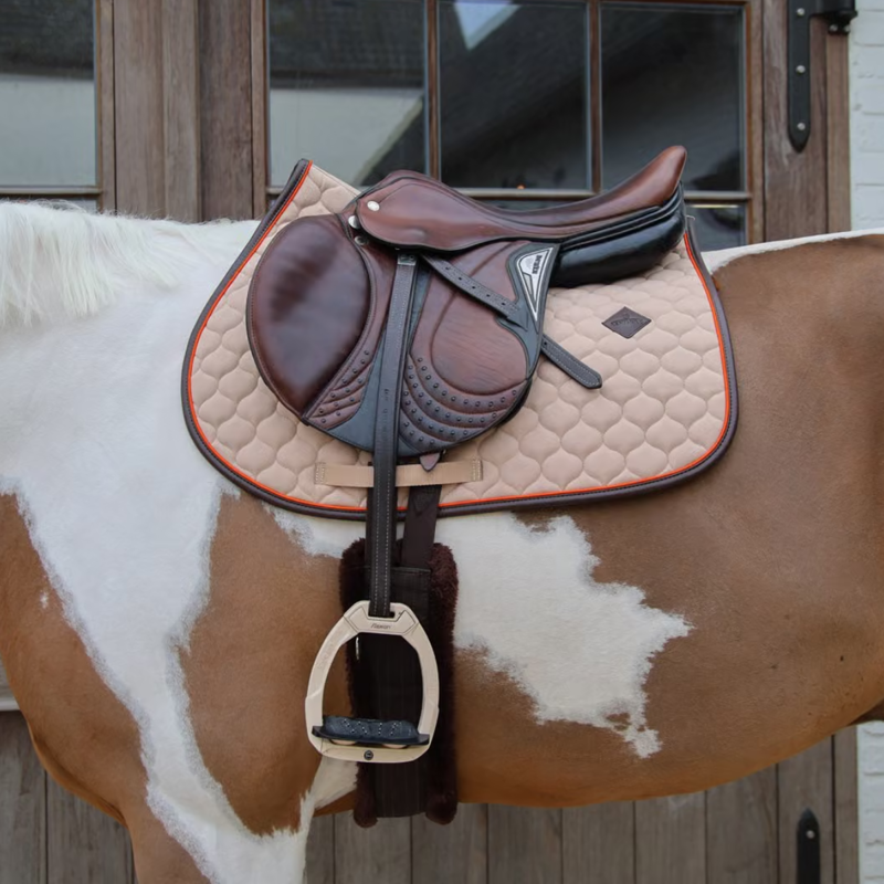 Kentucky Onion Quilt Neon Leather Jumping Saddlepad Full - Beige