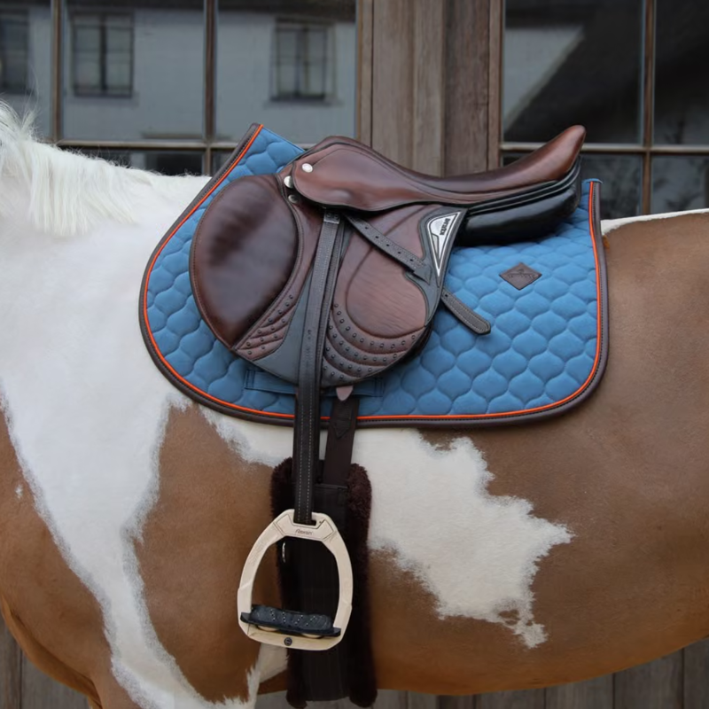 Kentucky Onion Quilt Neon Leather Jumping Saddlepad Full - Blue