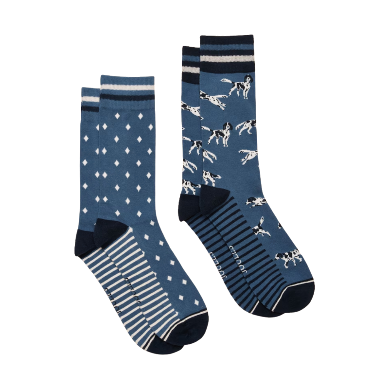 Joules Men's Kingsbury 2 Pack Socks - Blue Dog