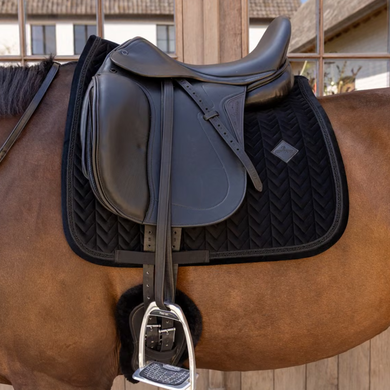 Kentucky Mini Pearls Velvet Dressage Saddlepad Full - Black