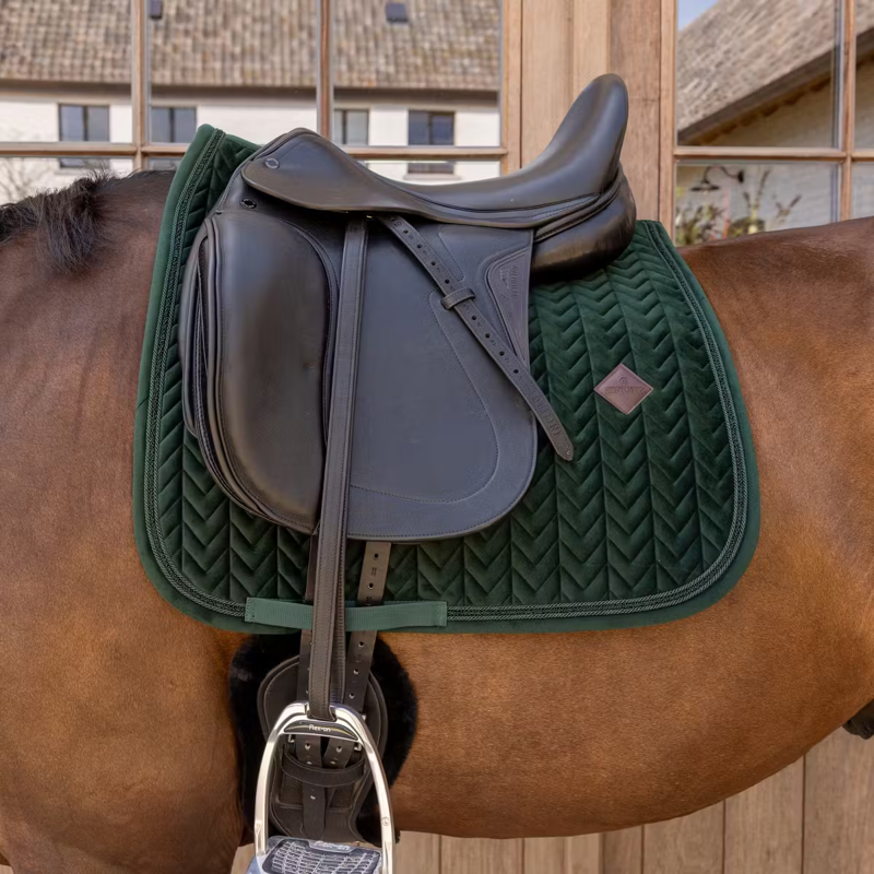 Kentucky Mini Pearls Velvet Dressage Saddlepad Full - Pine Green