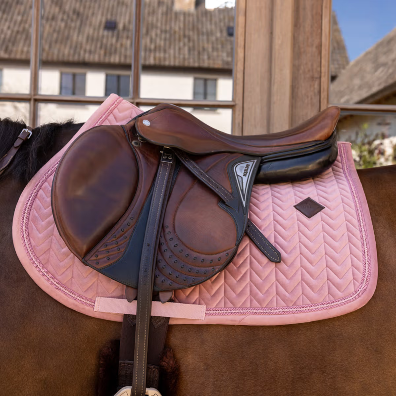 Kentucky Mini Pearls Velvet Show Jumping Saddlepad - Old Rose