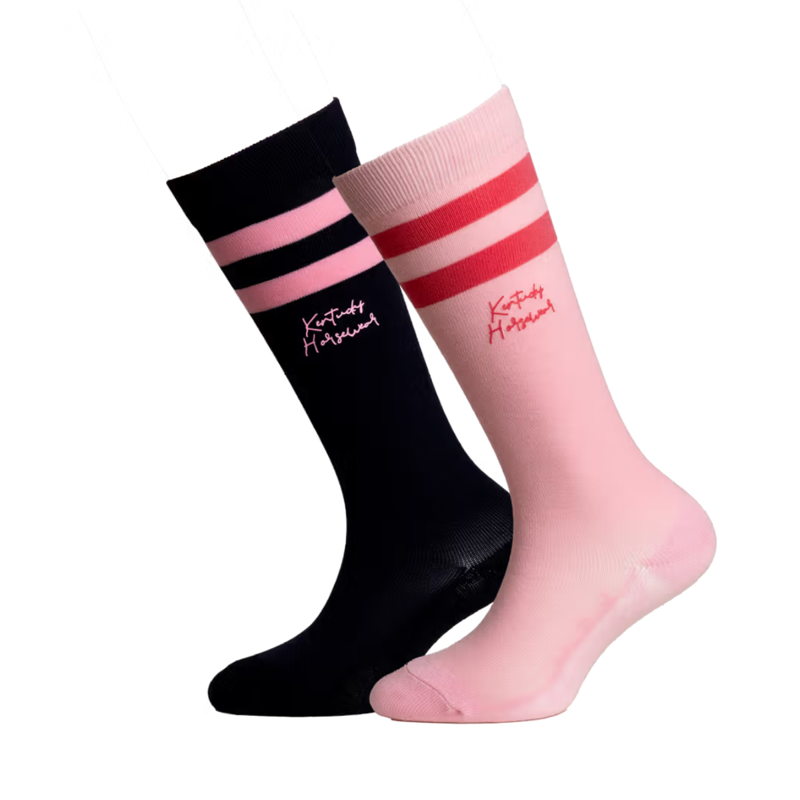 Kentucky Kids Striped Socks 2 Pack - Navy/Light Rose