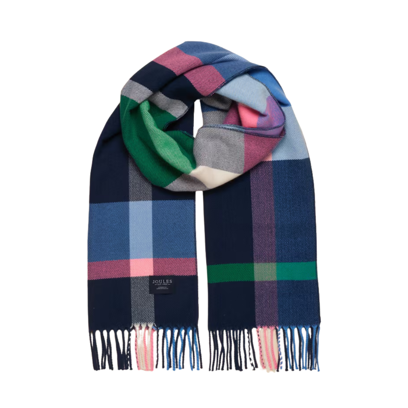 Joules Ladies Langtree Scarf - Navy/Pink Check