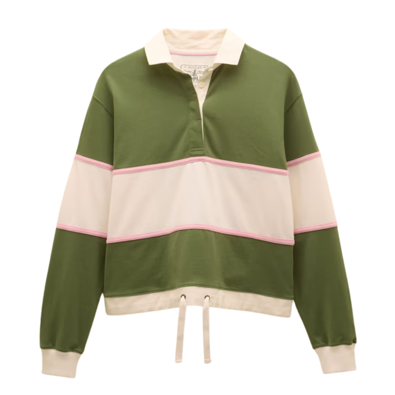 Joules Ladies Jersey Deck Shirt - Green/Cream Stripe