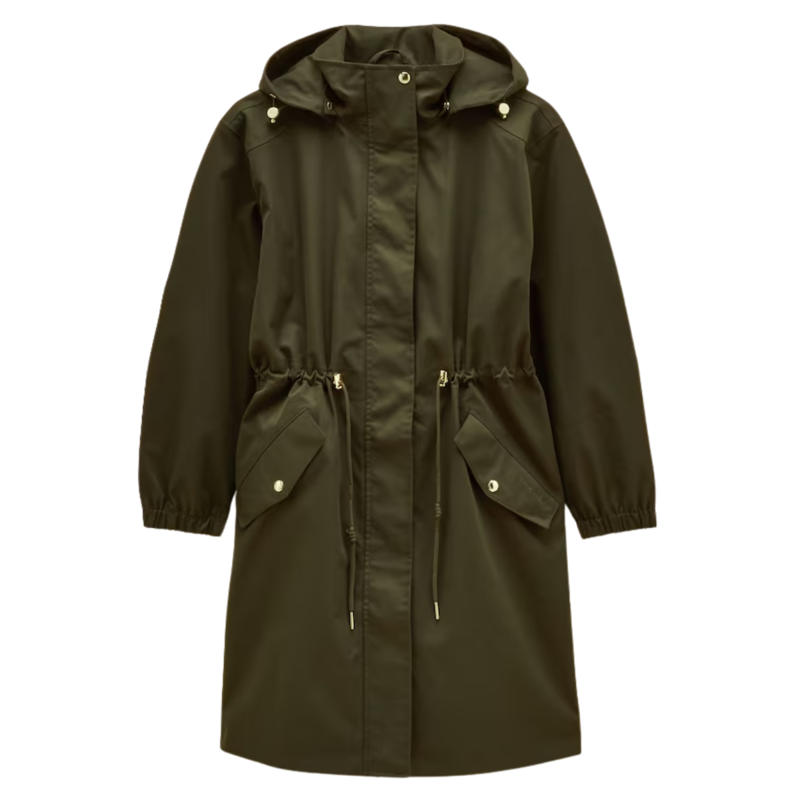 Joules Ladies Stormwell Hooded Waterproof Raincoat - Green