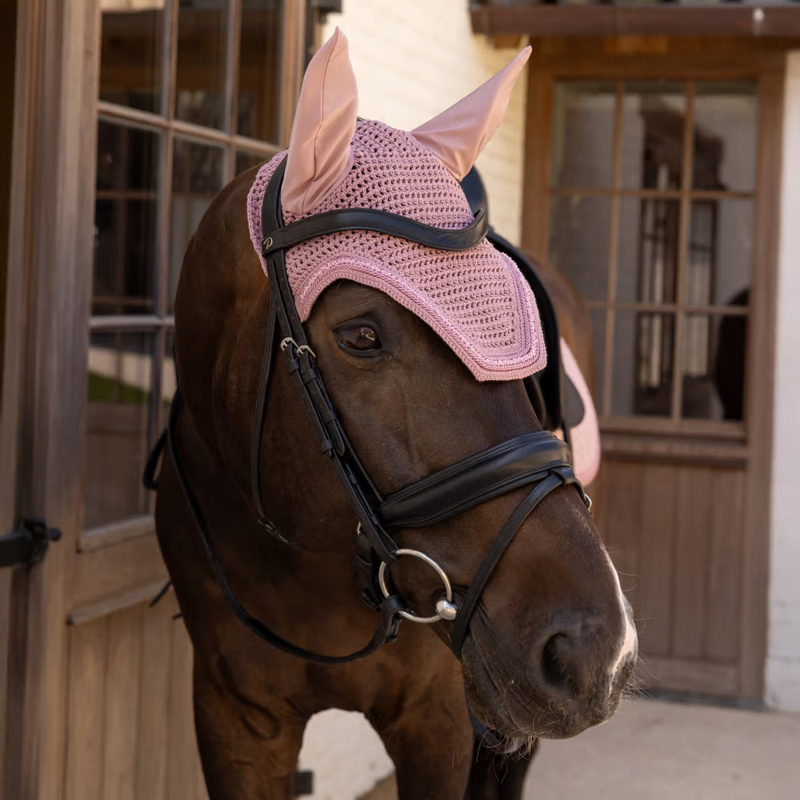 Kentucky Mini Pearls Velvet Wellington Fly Veil Full - Old Rose